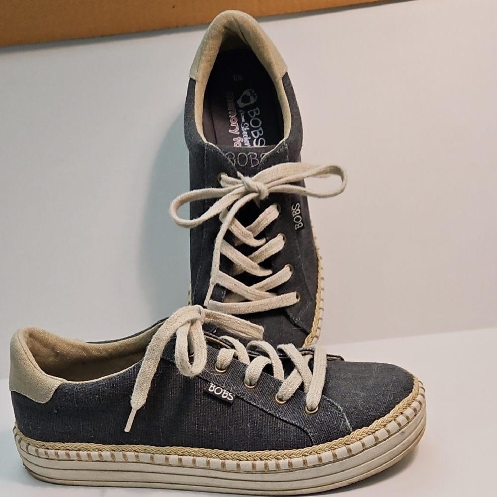 BOBS Women's Casual Gray Canvas Sneakers